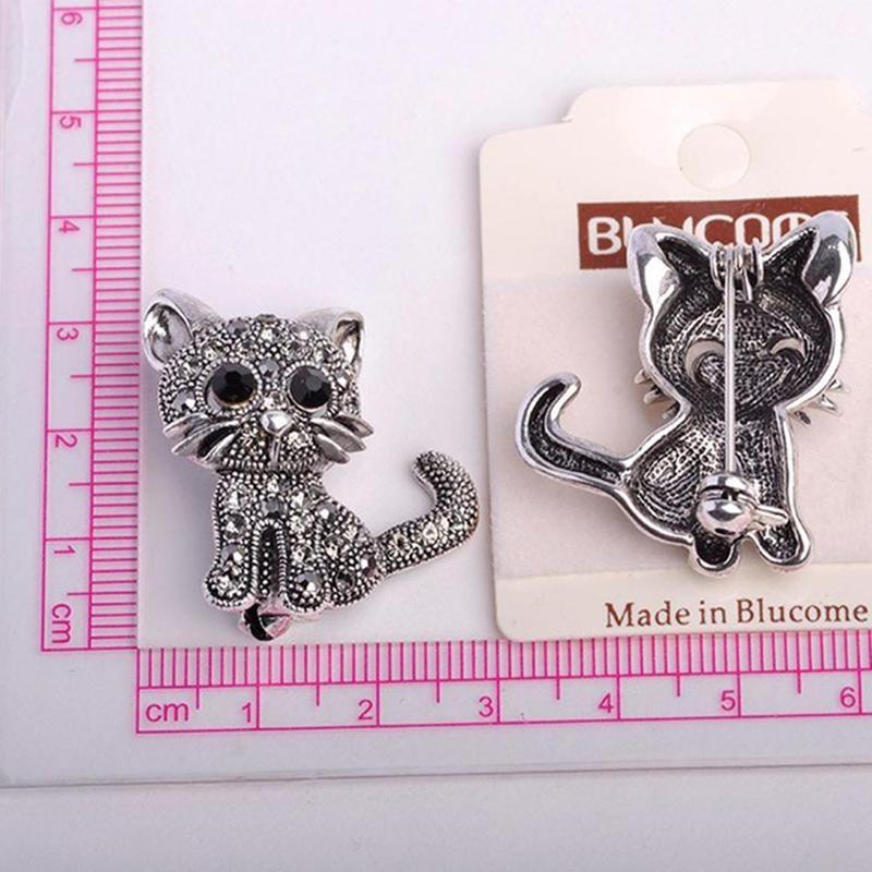 Blucome Cute Little Cat Brooches Pin Up Jewelry For Women Suit Hats Clips