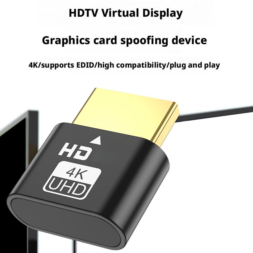 VGA Virtual Display Adapter 4K HDMI-compatible 1.4 Headless Plug EDID Emulator Lock Plate Displ I7M0