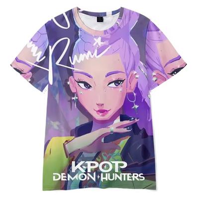 3D Кино K-POP Девушки-охотницы на демонов С принтом Футболки с коротким рукавом Детские летние топы с принтом
