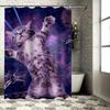 Космический кот с лазерными глазами Водонепроницаемая шторка для душа Термостойкая Машинная стирка Непрозрачная 180X180см