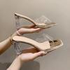 Summer Women Pumps Sandals PVC Jelly Slippers Open Toe High Heels Women Transparent Perspex Slippers Shoes Heel Clear Sandals