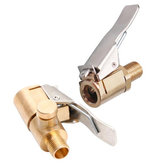 2 шт. Латунные насадки для накачки шин с фиксатором, Пневматический зажим с силиконовым уплотнением, Быстроразъемный зажим для вентиля шины, для автомобильного насоса, Портативный, Противоутечка, Адаптер