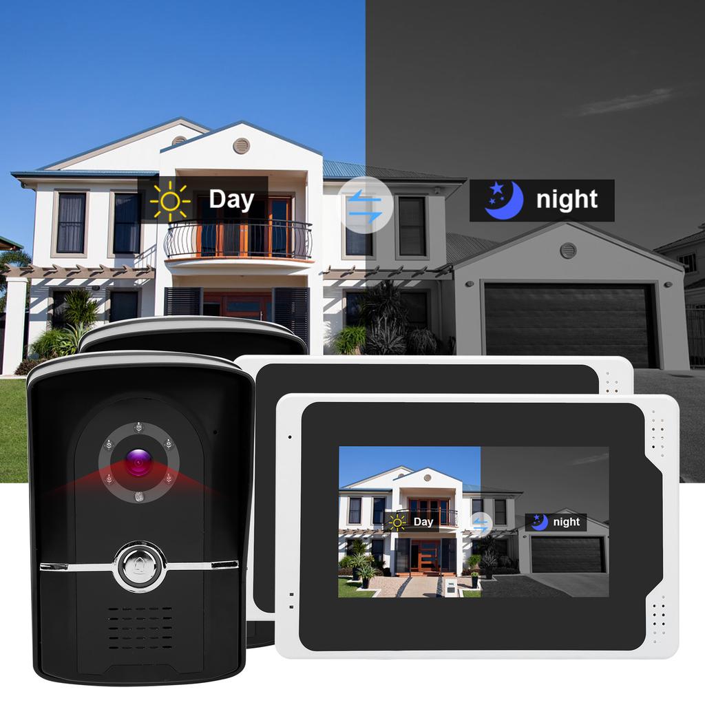 1080P Wifi Video Doorbell 7in TFT Display 2 Cameras 2 Monitors 110 Degrees  Night Vision for Tuya