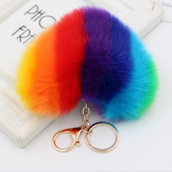 Брелок для ключей в форме сердца с пушистым шаром, автомобильный брелок для ключей, сумка, очаровательный орнамент