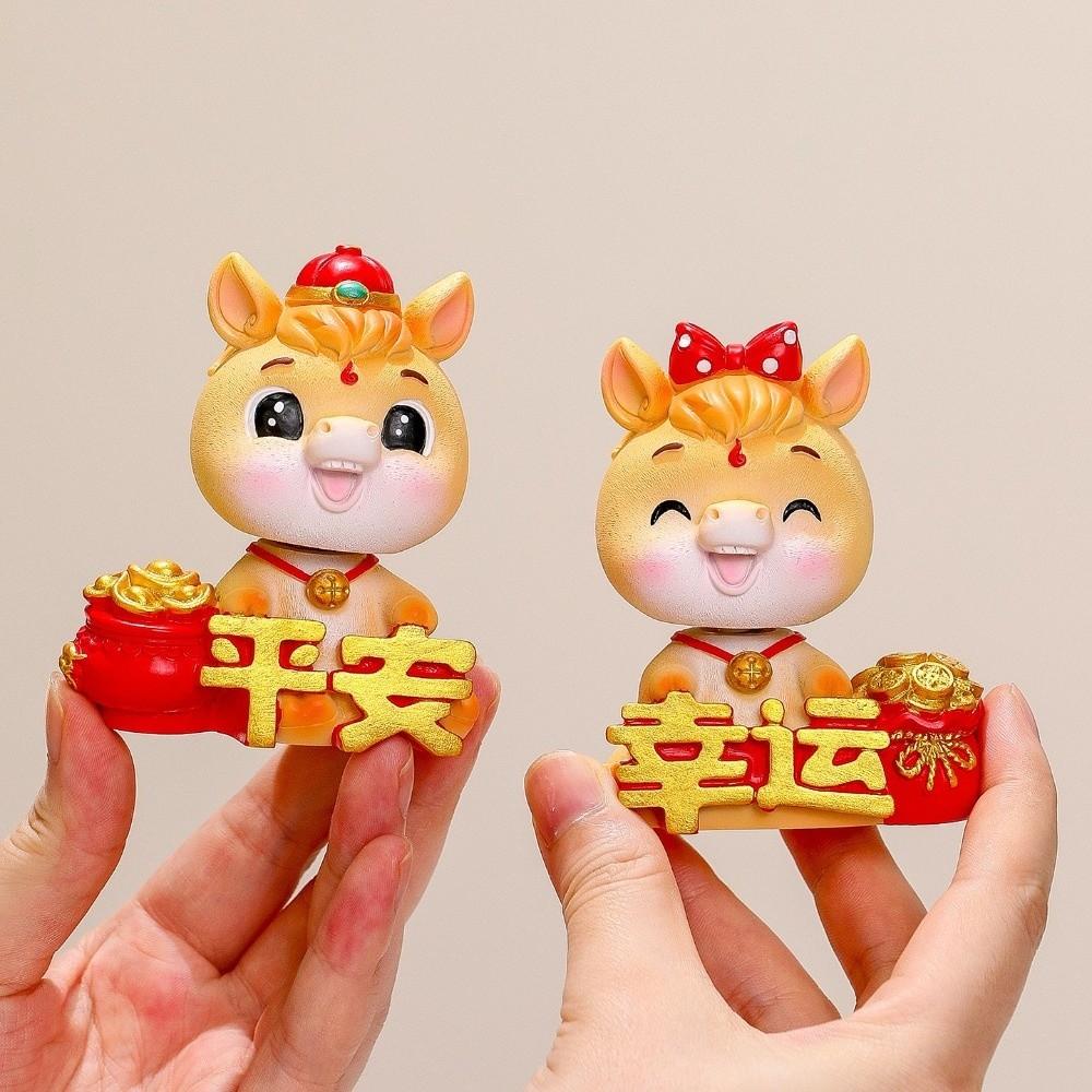 Cute 2026 Horse Year Mascot Resin Horse Figures Ornament Funny Horse Statue  Chinese New Year