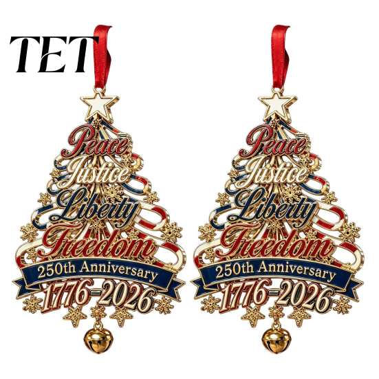 Christmas Home Decor 250th Anniversary Tree Ornament, USA Xmas Hanging for Holiday Ornaments Window, Patriotic Acrylic Sign Veterans Family Coworkers