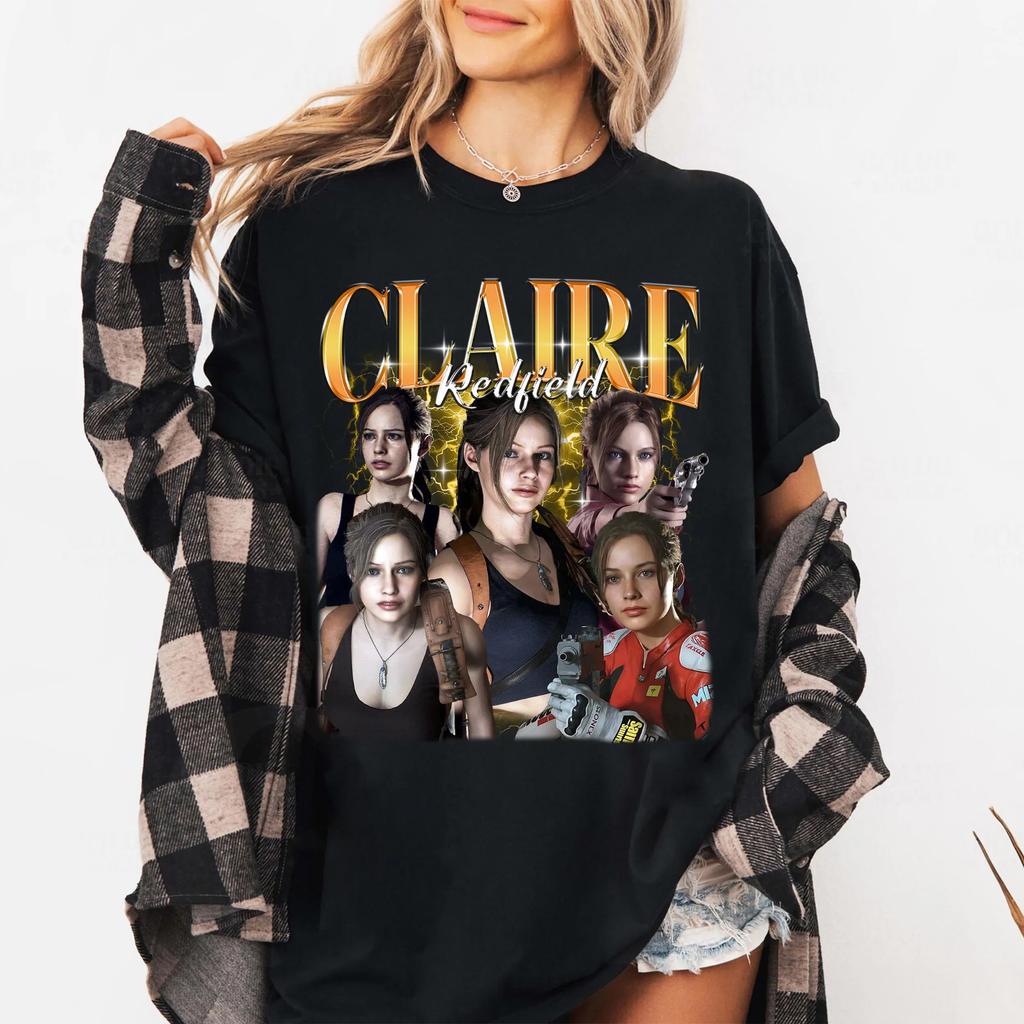 Resident Evil Claire Redfield Printed Unisexs Tshirt Fashion Trend Top Springsummer Pure Cotton Unisex Short Sleeve Tshirt