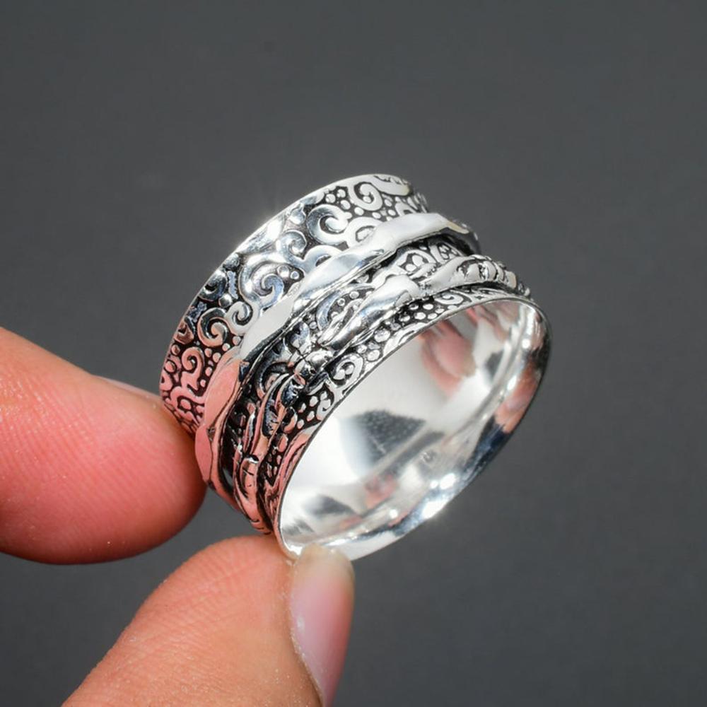 Кольцо с драгоценным камнем перидот, Кольцо тревоги, Кольцо беспокойства, Кольцо Непоседы, Вращающееся кольцо, Женское кольцо, Кольцо из цельного серебра 925 пробы, Подарок для нее