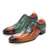 Fashion Luxury Brand Italian Men's Leather Dress Shoes Mens New Fashion Lace Up Brown Green Wedding Office Formal Oxford Shoes for Men