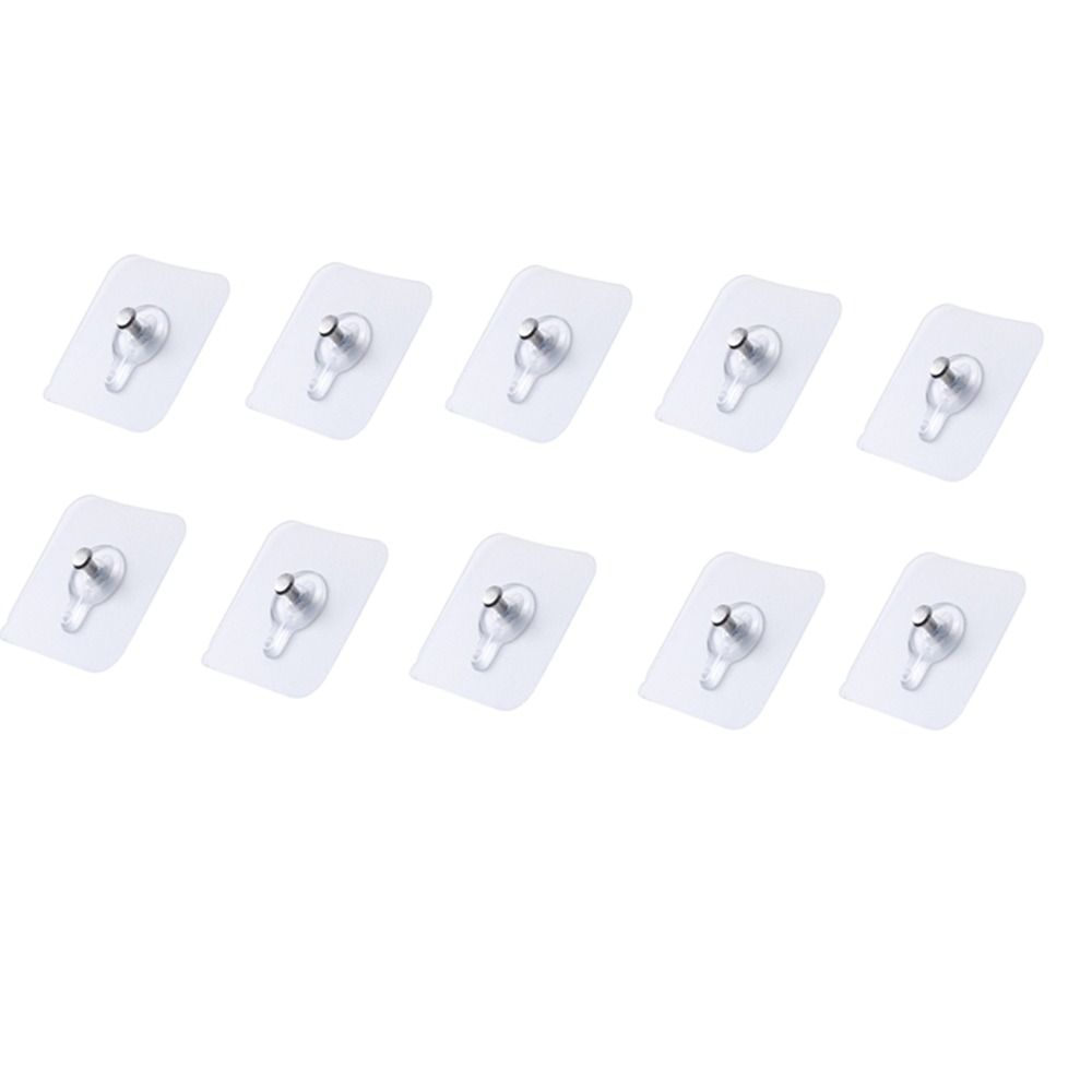 10Pcs Plastic Adhesive Wall Hook Seamless Non Trace Stickers Wall Screws Hanging Nails  Cabinet