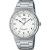 CASIO Стандартные аналоговые солнечные водонепроницаемые часы 5 ATM MTP-RS105D-7BV мужские с белым металлическим ремешком, модель Overseas