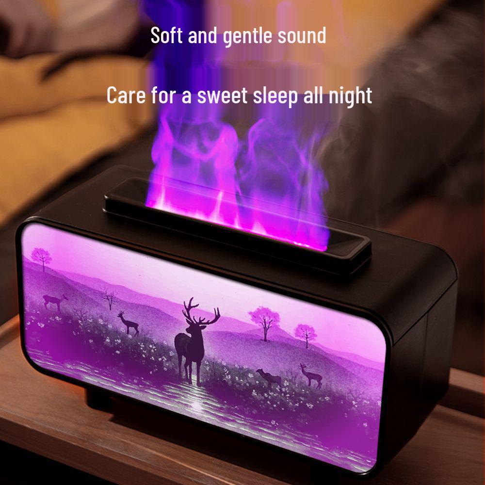 2025 Fireplace Flame Humidifier & Aroma Diffuser with Automatic Spray and Atmosphere Light for Home & Bedroom
