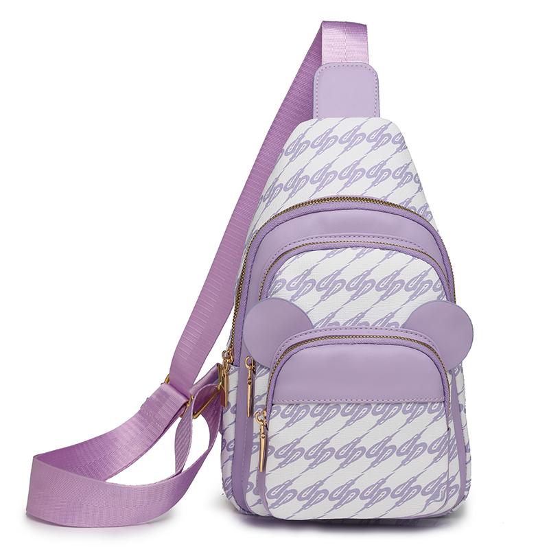 Print Chest Bag Women's Shoulder Bag Multi-Functional Soft Leather Crossbody Bag