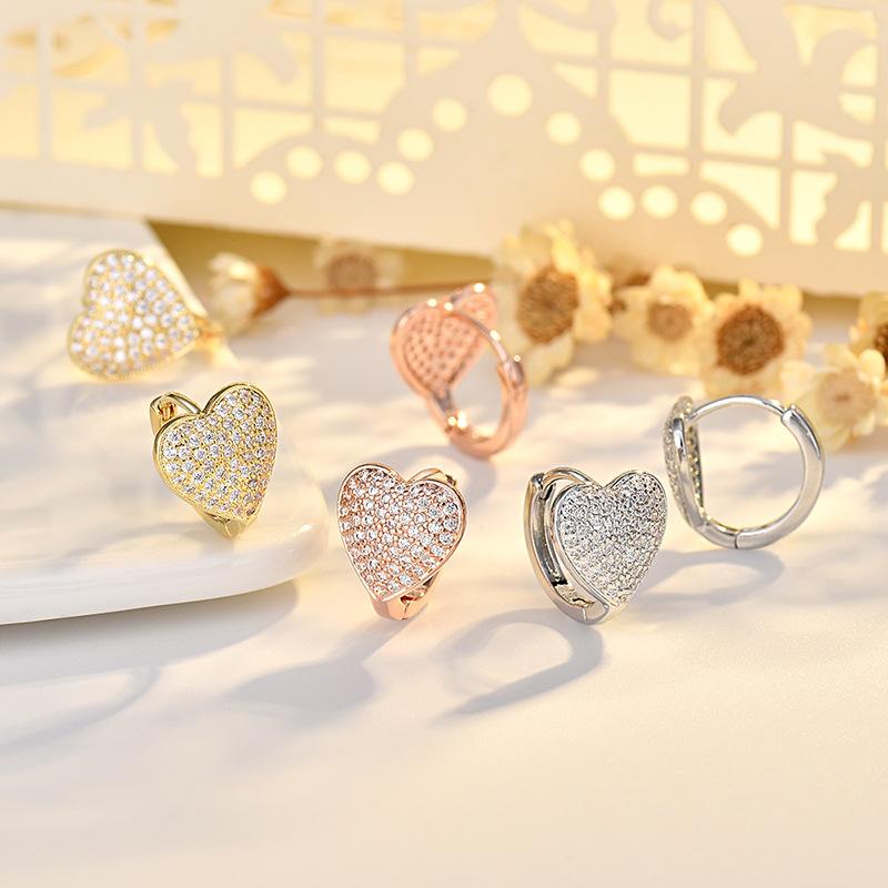 Zircon Heart-shaped Earrings Light Luxury Senior Sense of Love Earrings Temperament Earrings Fashion Jewelry