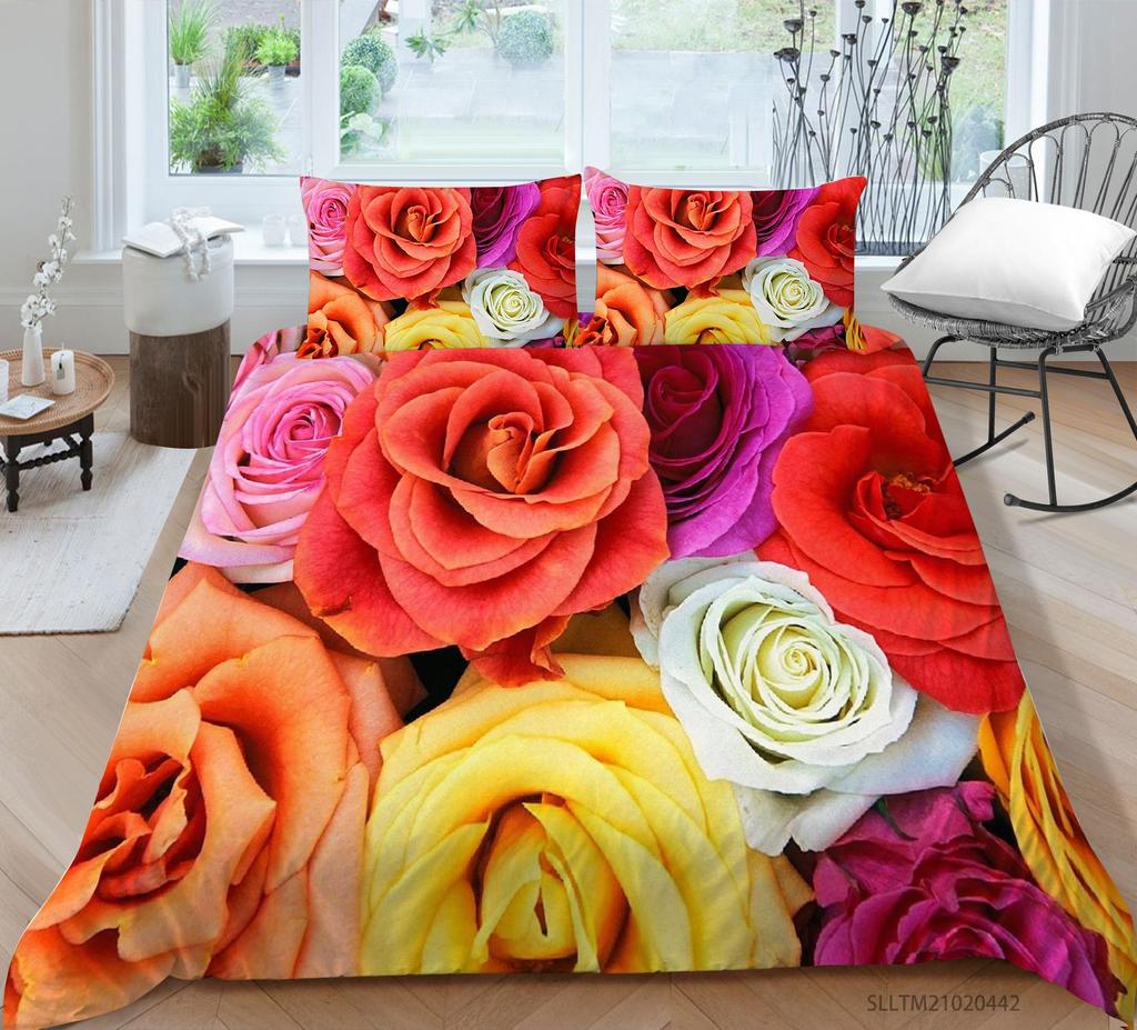 3D Digital Printing Home Bedding Set Pillow Cover Quilt Cover Bedding Set Duvet Cover Full Size Single/Double Bed Home Decoration