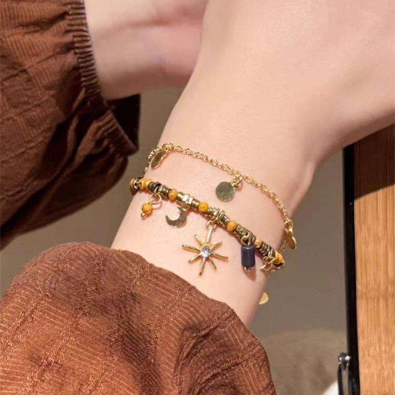 Богемный Экзотический Стиль Браслет из Бусин Ретро Этнический Стиль Плетеный Браслет из Кожи Коровы Нишевый Дизайн Персонализированные Украшения