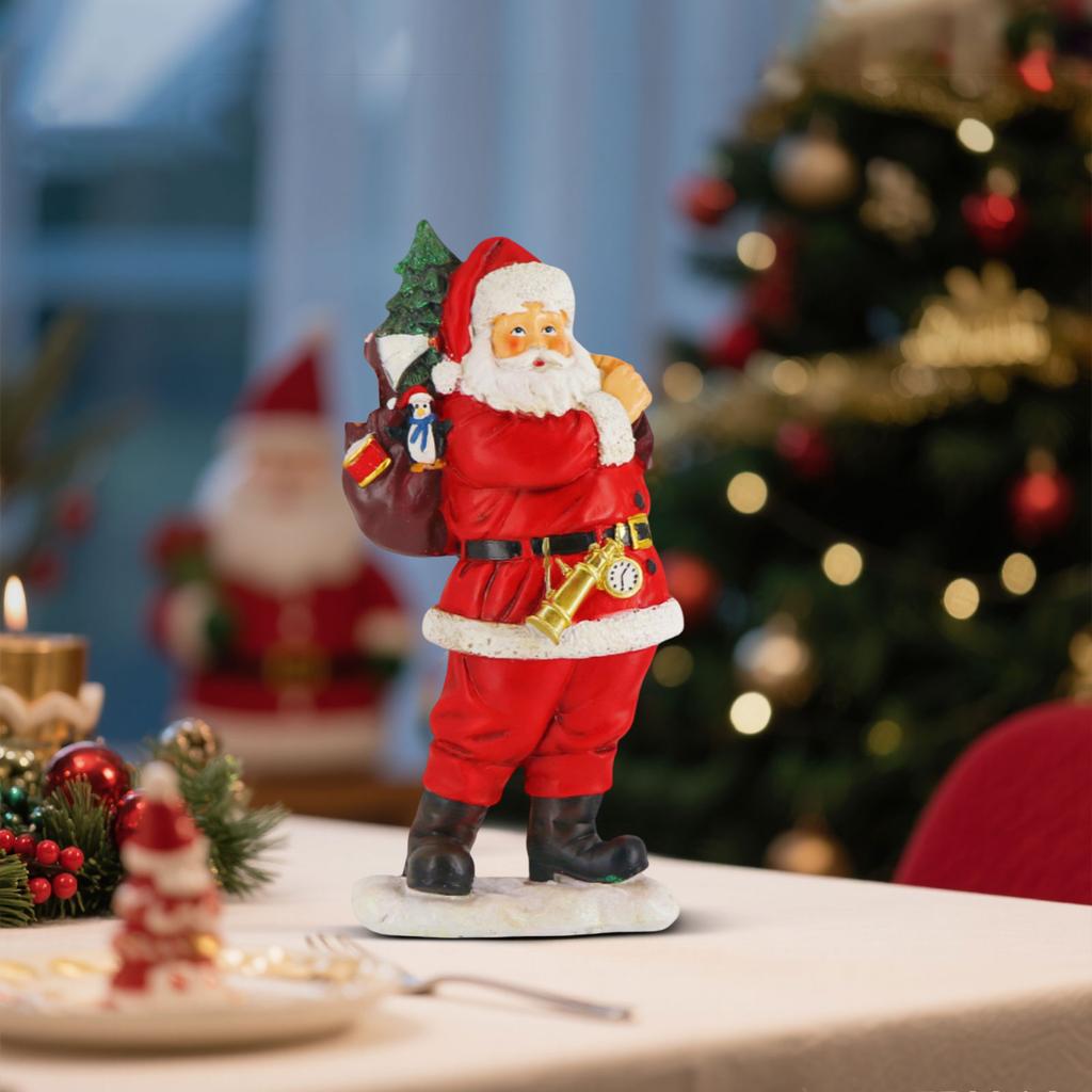 New Claus Figurine With Gift It, Resin Craft, Christmas Home Decor, Living Room Tabletop, Window Display Decoration.