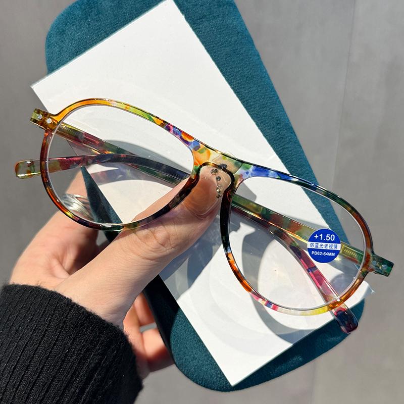 Женские очки для пресбиопии в стиле INS в форме жабы, цветные с принтом, на пружинной дужке, с защитой от синего света, для чтения, диоптрии до +4.0