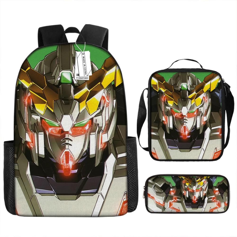 Школьный рюкзак Gundam Mecha для мальчиков и учеников начальной школы, сверхлегкий рюкзак с защитой от ударов, детский рюкзак в стиле анимации, набор из трех предметов.
