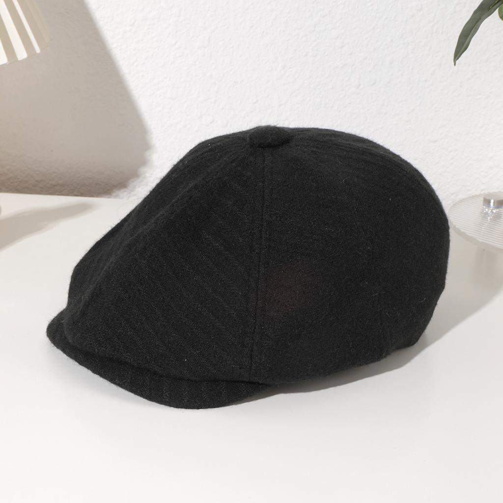 Korean-style solid-color knitted octagonal newsboy cap with top, retro style, versatile and forward cap for daily commuting