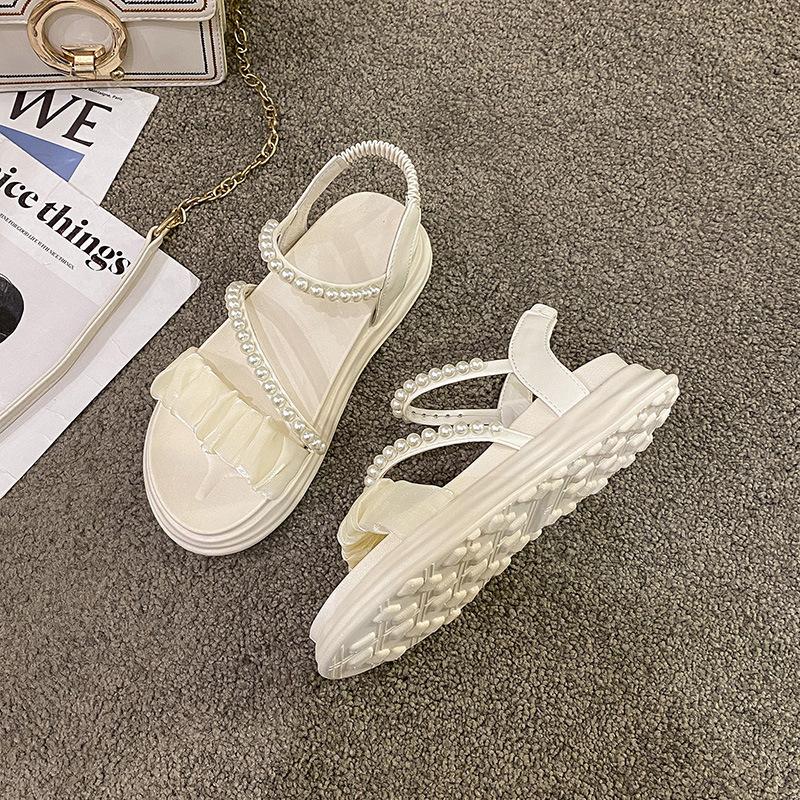 Новая корейская версия повседневной моды: нескользящие сандалии с жемчужинами на толстой подошве