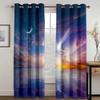 The Beach In The Moonlight Scenery Mediterrane High Shading Curtain Natural Scenery Living Room Curtain Bedroom Decor 2 Pieces