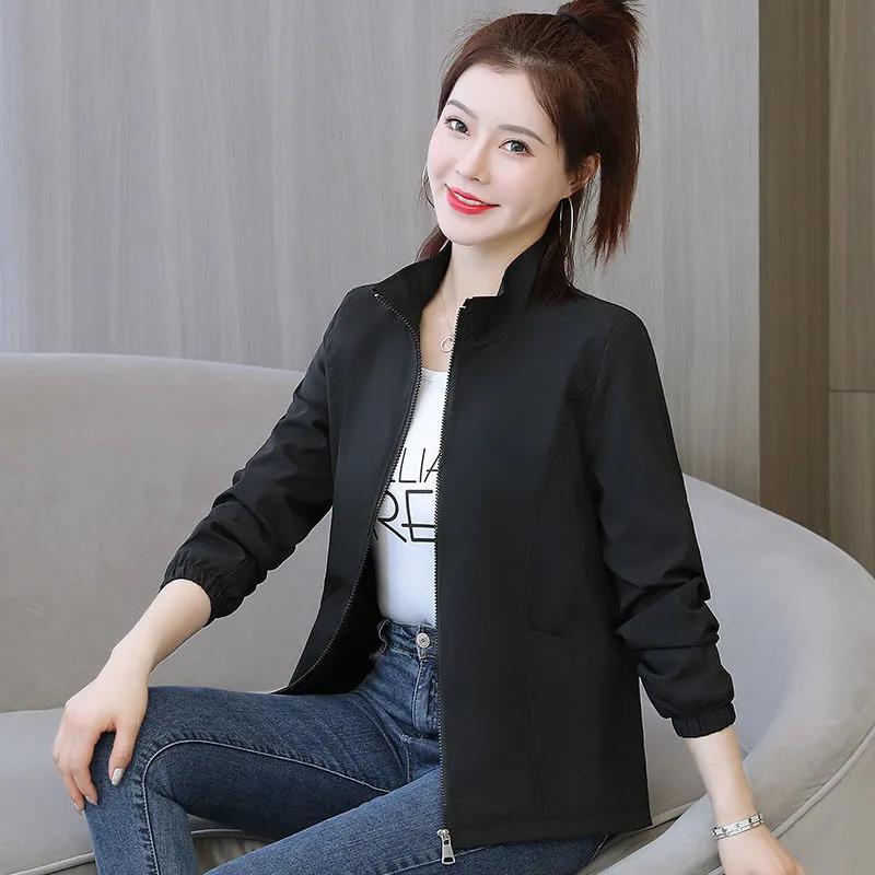 Пальто женское на весну и осень, короткая ветровка, свободная повседневная бейсбольная форма, универсальная куртка