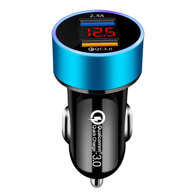Автомобильное зарядное устройство с двумя USB-разъемами 18 Вт, светодиодная быстрая зарядка, зарядка мобильного телефона для Iphone 12 11 Mini Pro X Xr Max 7 8 Plus Xiaomi Huawei Samsung
