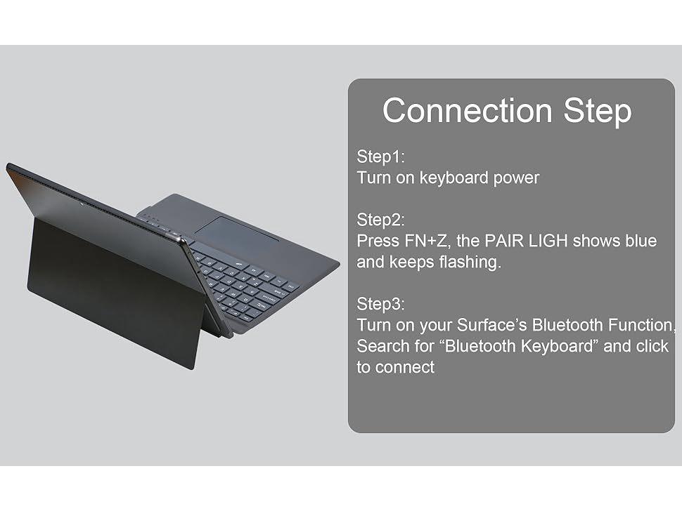 Чехол-клавиатура с подсветкой Bluetooth для Surface Pro 10/11 с отделением для стилуса и магнитным креплением