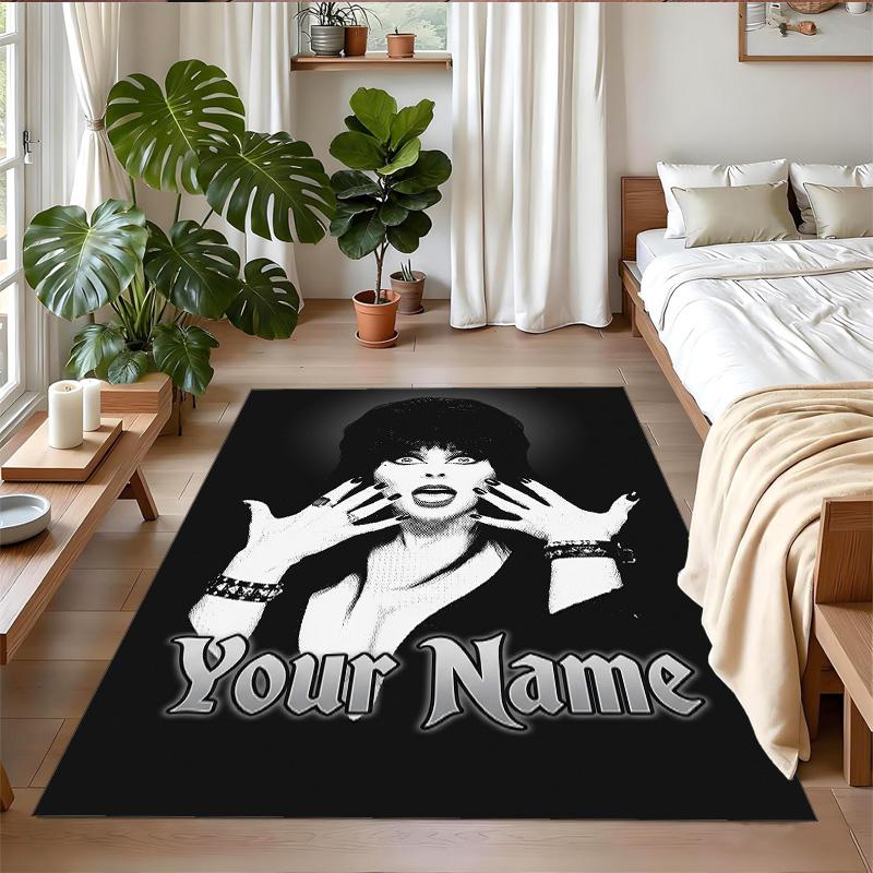Crystal Velvet Rug Custom Name Text, Soft Non Slip Floor Mat Home DecorElvira Mistress of the Dark