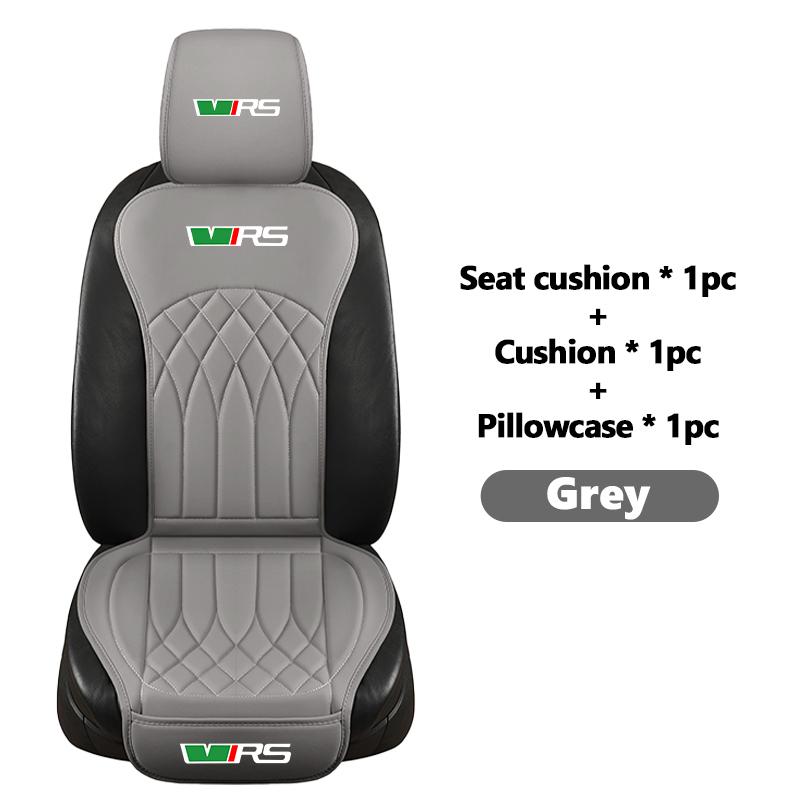 qjpmd2 For Skoda Leather Car Seat Cushion Breathable Headrest Seat Protect Mat Accessories S Kodiaq Octavia 2 3 Yeti Karoq Rapid Fabia