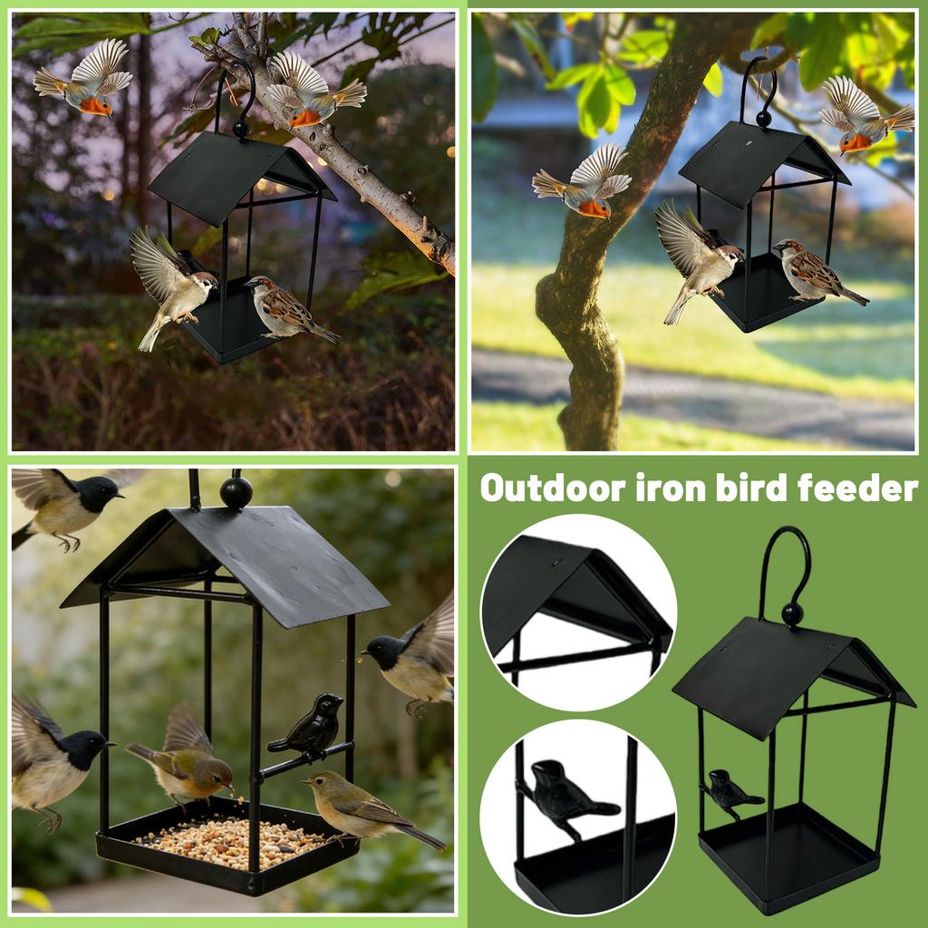 Wrought Iron Bird Feeder, Bird,proof Feeding Hanging Outdoor Decoration For Gardens