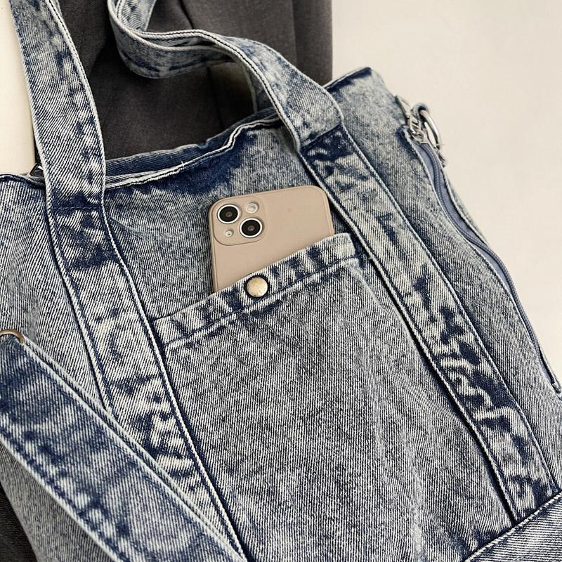 Сумка-тоут из денима, женская сумка на плечо, винтажная сумка