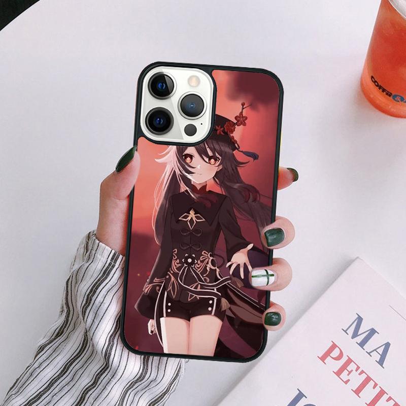 Cartoon Hu Tao Genshin Impact Phone Case For iPhone 17 Air 14 13 12 16Pro Max 15 11 Plus Max Cover Shell coque