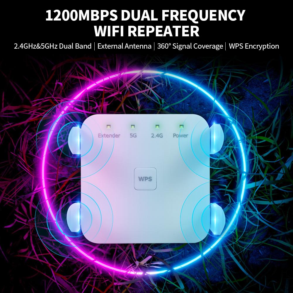 1200 Мбит/с 2,4G 5G двухчастотный повторитель Wi-Fi Wi-Fi удлинитель беспроводной усилитель сигнала белый для дома
