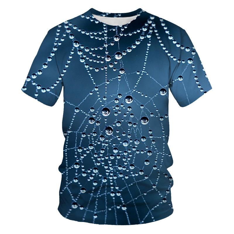 Футболки с коротким рукавом, весна-лето, мужская футболка с водяным льдом и 3D цифровой печатью, свободная облегающая мужская базовая футболка с круглым вырезом