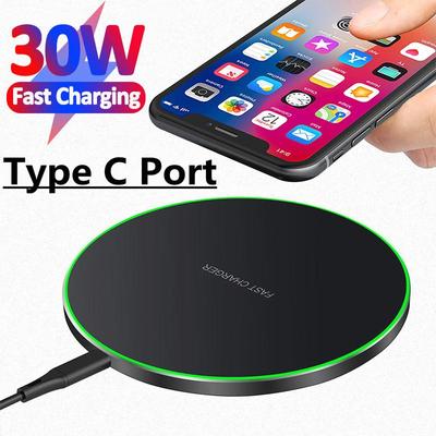 Беспроводное зарядное устройство Fast Qi 30 Вт для iPhone 13 12 11 X Pro Max для Samsung Galaxy S21 S20 S10 S9 S8 Xiaomi с беспроводной зарядкой