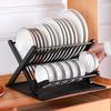 Металлическая полка для тарелки, органайзер для тарелок, большая емкость, высокая стабильность, складной дизайн, кухонный органайзер для столовой, регулируемая полка для посуды