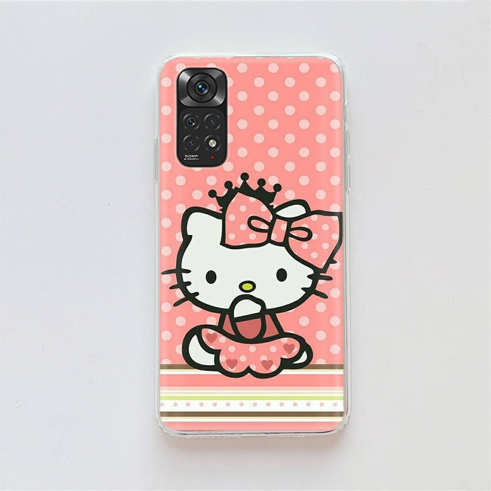 Чехол KT70 Hello Kitty для Samsung A04 A14 A23 A34 A54 M23 M33 M52 M53 Realme 10 9 C30S C35 C55 VIVO Y02S Y21 Y33S Y51 X80 Pro Прозрачный чехол