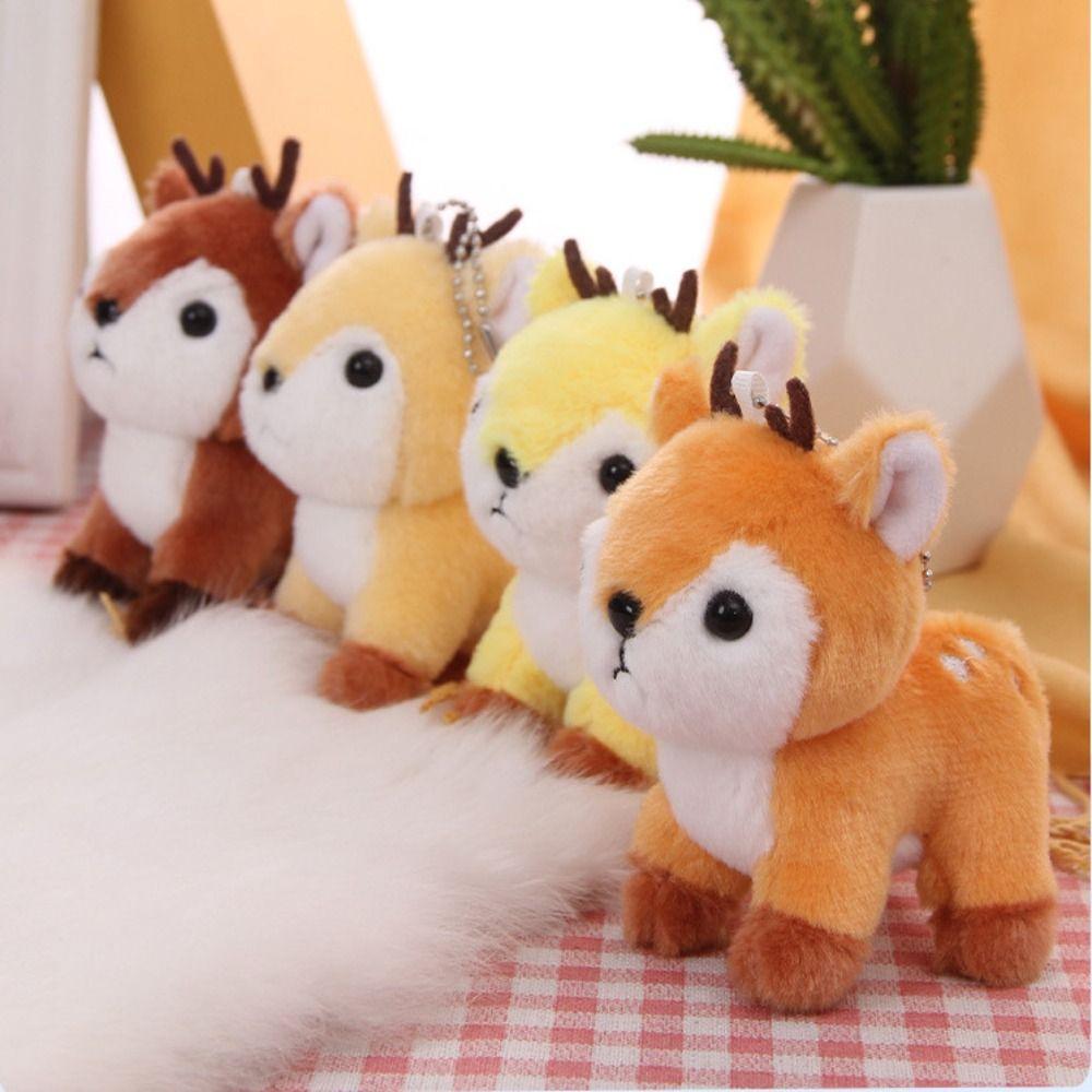 Stuffed Animal Stuffed Deer Keychain Fawn Keychain Fluffy Elk Doll Deer Plush Toy  Hanging Decor