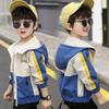 Splicing Boys Coat Spring Autumn Letter Printing Handsome Hooded Windbreak for 4-12 Years Kids Sports Leisure Outerwear