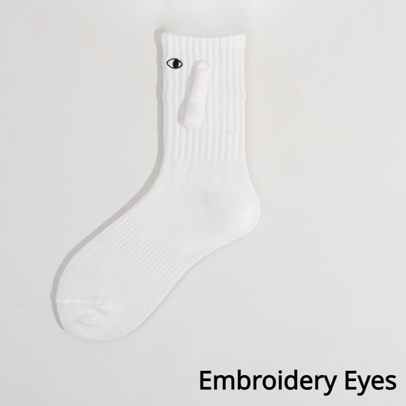 Забавные магнитные носки средней длины унисекс, женские милые хлопковые носки, держащиеся за руки, носки для пар, подруг