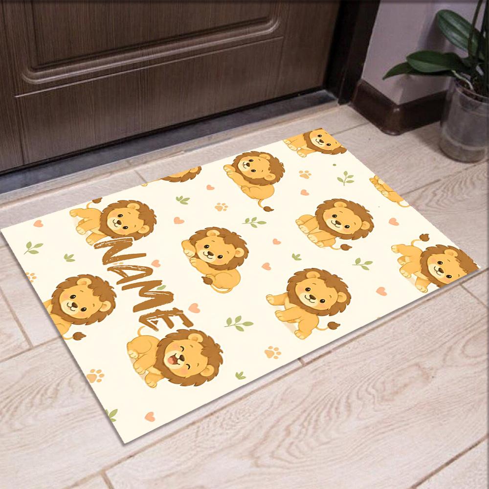 Custom Name Lion Printed Carpet,Rug for Office Chair Living Room Bedroom Kitchen Room Decor Gifts.