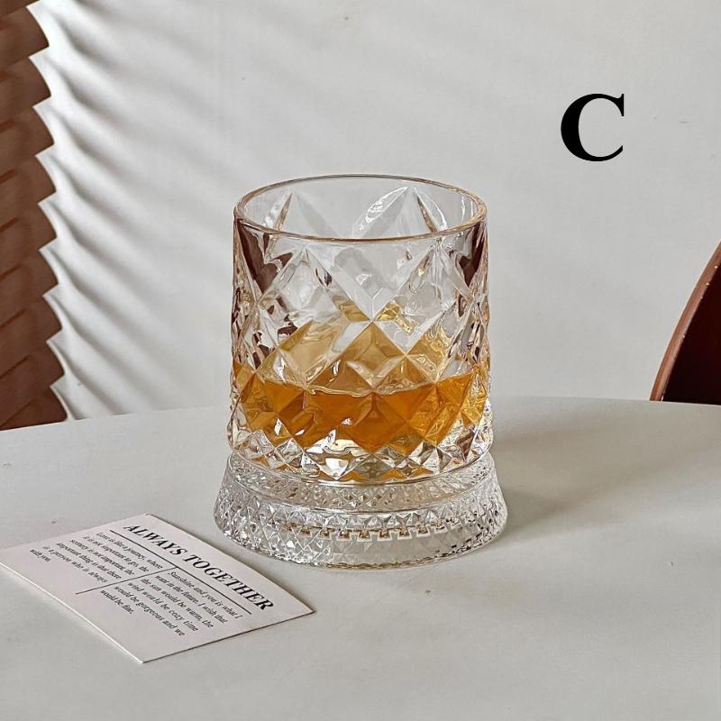 1PCS Rotating Whisky Glass 360 Degree Rotating Crystal Beer Glass Thick Base for Bourbon And Scotch Whisky a Unique Gift for Men