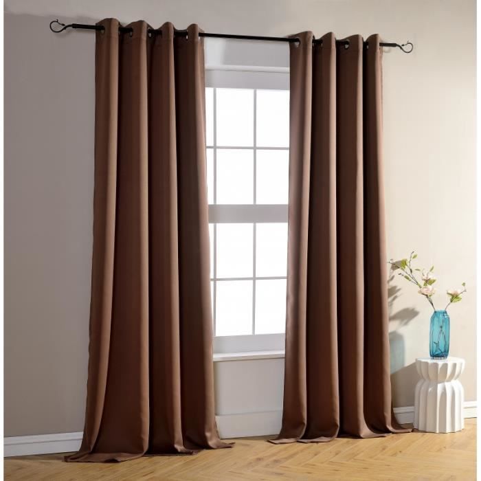 Set of 2 Iced Brown Blackout Curtains 140 X 260 Cm