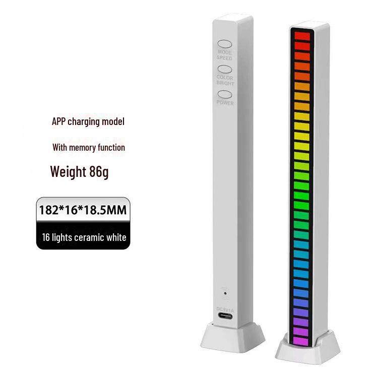 RGB светодиодная лента с Bluetooth и голосовым управлением - Световая панель с датчиком цвета, световой эффект под музыку и атмосферное освещение для рабочего стола или автомобиля.