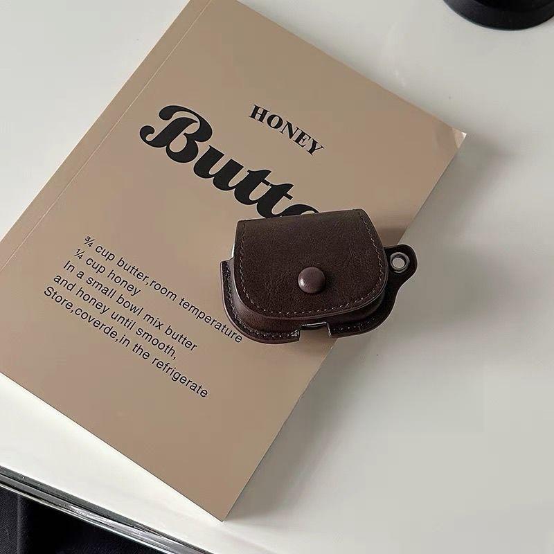 Retro Coffee Color Leather Earphone Case for Airpods1/2/3/4/Pro/Pro2 Drop-Resistant Crossbody Long Rpoe Halter Apple AirPods Earphone Sleeves Cove
