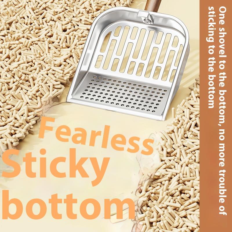 Совок для кошачьего туалета из нержавеющей стали, длинная деревянная ручка, лопатка для уборки отходов домашних животных, инструмент для чистки, лопатка с длинной ручкой, принадлежности для кошек