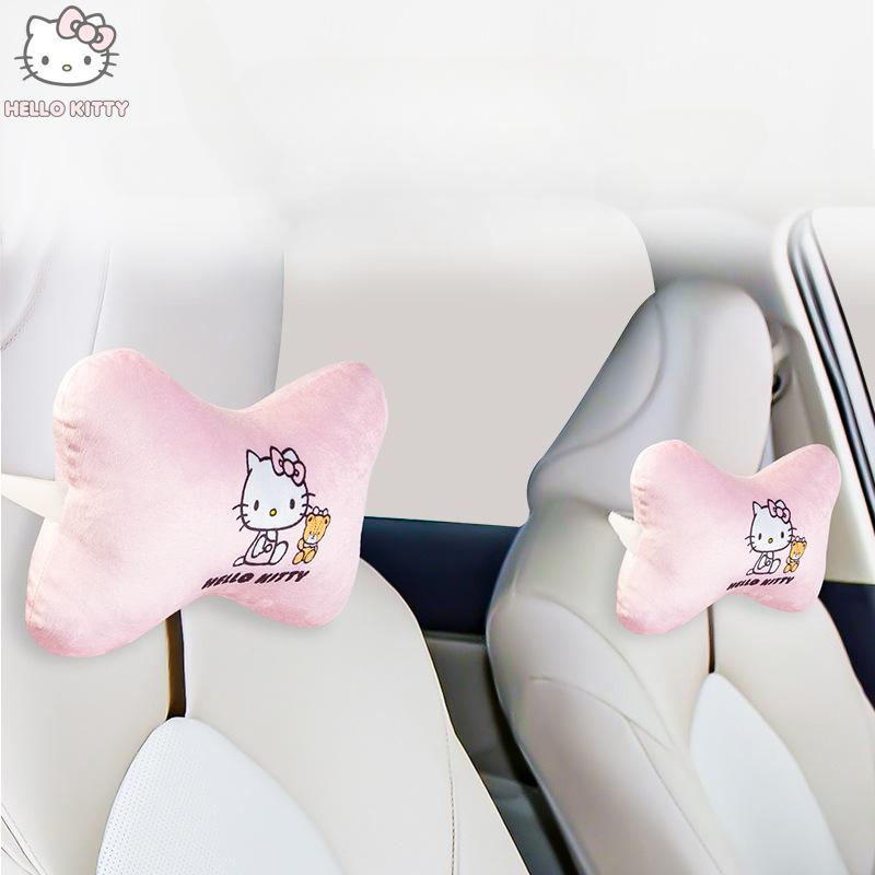 Подушка для шеи в машину Hello Kitty Мультяшная подушка-подголовник для автомобиля Автоаксессуары Салон Женская Кавайная Подушка на сиденье