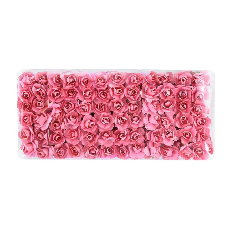 144pcs Mini 2cm Paper Rose Flower Heads Bouquet Artificial For Wedding Home Decoration Scrapbooking DIY Wreath
